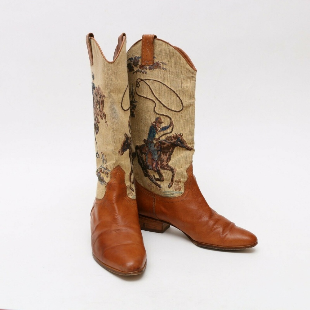 VINTAGE EMBROIDERED COWBOY LEATHER BOOT